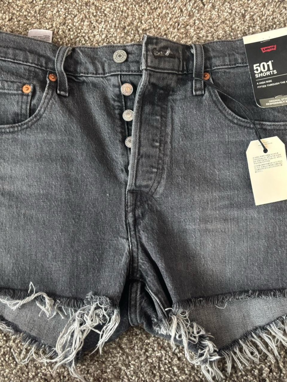 Levi's Black Wash 501 High-Rise Denim Shorts